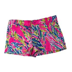 Lilly Pulitzer Girls Callahan Shorts Pink Green‎ Abstract Print Size 7 Cotton